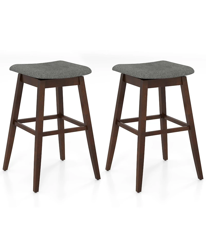 Slickblue Set of 2 Modern Swivel Bar Stools with Footrest and Durable Rubber Wood Legs