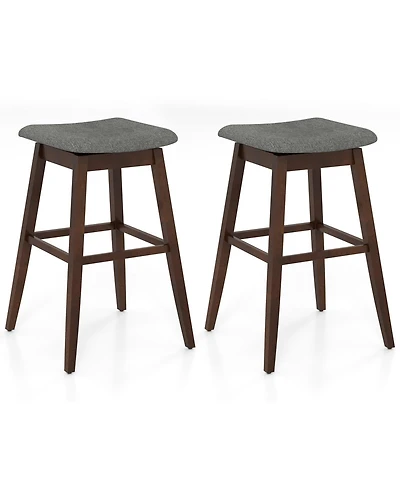 Slickblue Set of 2 Modern Swivel Bar Stools with Footrest and Durable Rubber Wood Legs