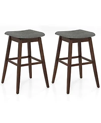 Slickblue Set of 2 Modern Swivel Bar Stools with Footrest and Durable Rubber Wood Legs