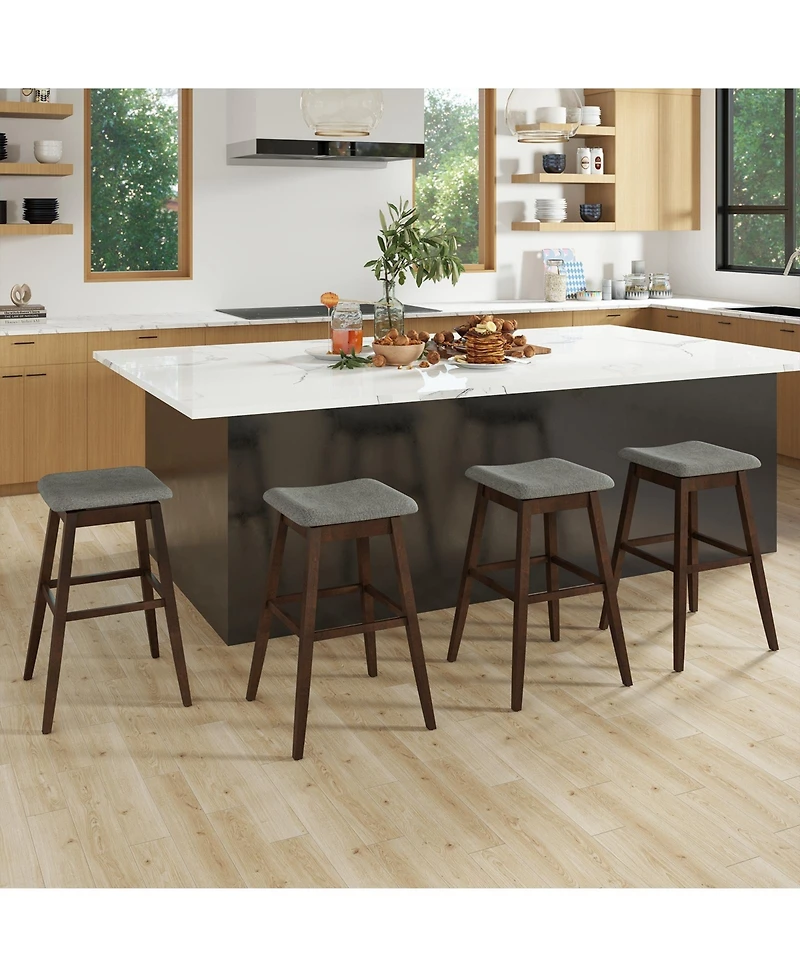 Slickblue Set of 2 Modern Swivel Bar Stools with Footrest and Durable Rubber Wood Legs