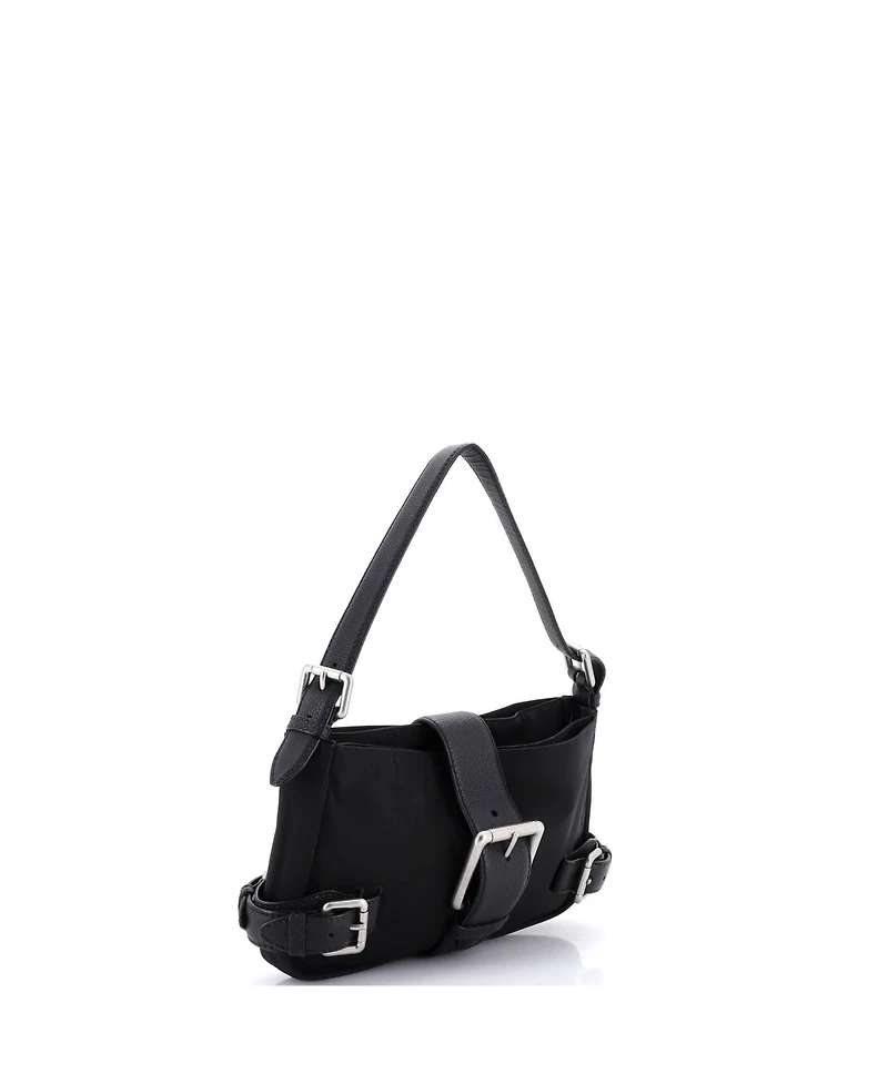 Pre-Owned Bottega Veneta Buckle Shoulder Bag Nylon with Leather