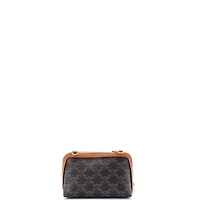 Pre-Owned Celine Zip Around Chain Clutch Embroidered Triomphe Coated Canvas