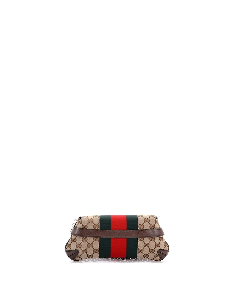 Pre-Owned Gucci Small Horsebit Nm Web Chain Clutch Gg Canvas