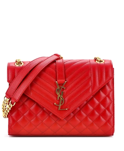 Pre-Owned Saint Laurent Medium Classic Monogram Envelope Satchel Mixed Matelasse Leather