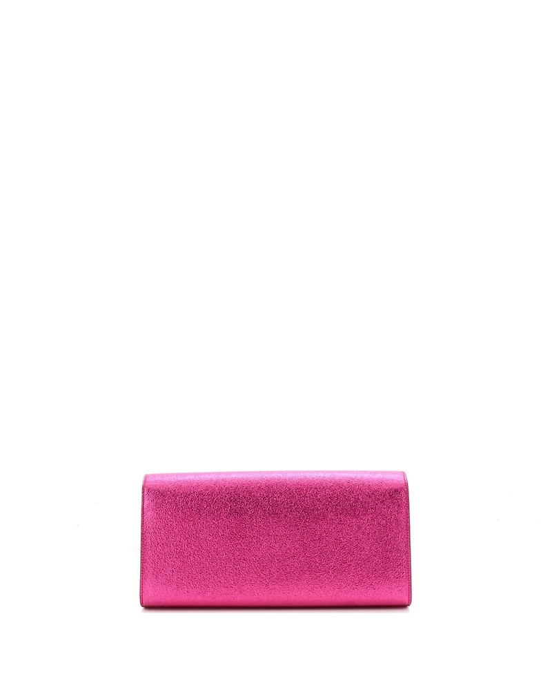 Pre-Owned Saint Laurent Long Classic Monogram Clutch Metallic Calfskin