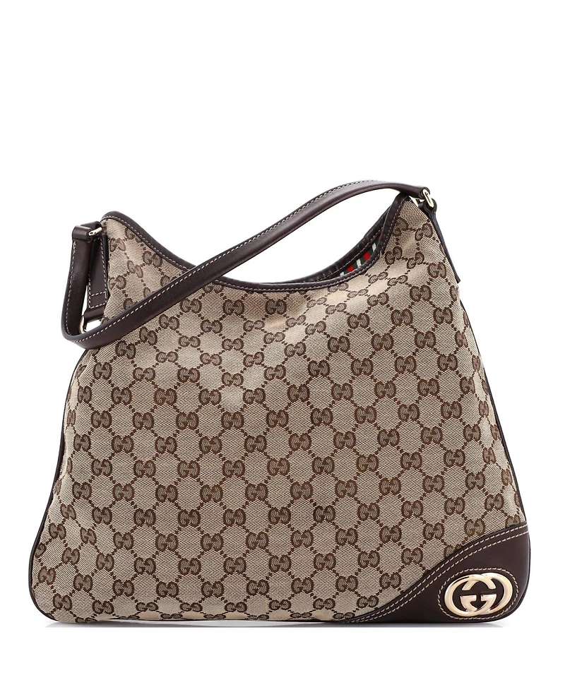 Pre-Owned Gucci Medium New Britt Hobo Gg Canvas