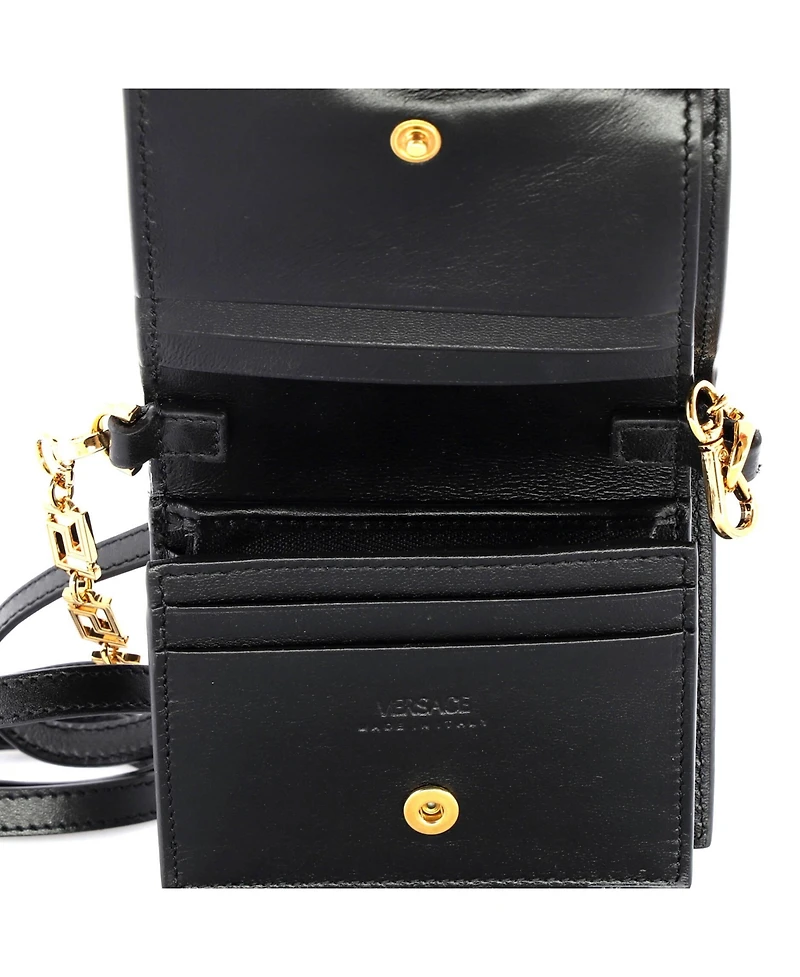 Pre-Owned Versace Mini Greca Goddess Wallet on Chain Leather