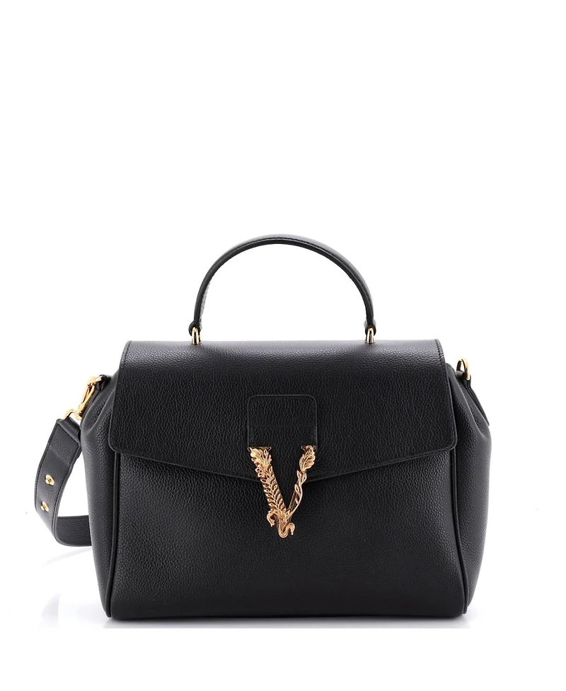 Pre-Owned Versace Medium Virtus Convertible Top Handle Bag Leather