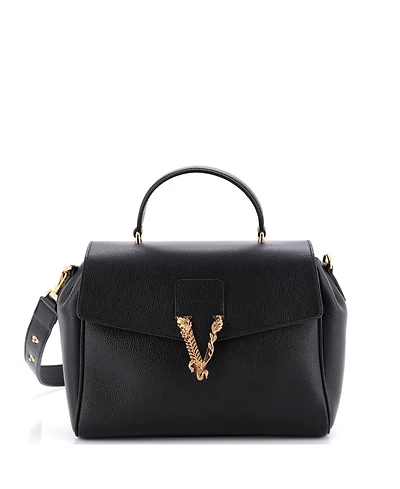 Pre-Owned Versace Medium Virtus Convertible Top Handle Bag Leather