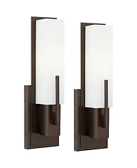 Possini Euro Design Midtown Modern Wall Light Sconces Set of 2 Hardwire 4 1/2" Fixture Glass Shade for Bedroom Bathroom Vanity Reading