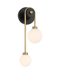 Possini Euro Design Possini Euro Adelia 16"H Black and Brass 2-Light Wall Sconce Set of 2