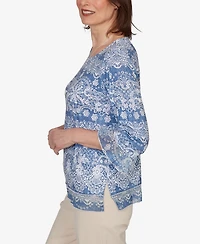 Alfred Dunner Women's Camden Market Lacey Striped Knit Top