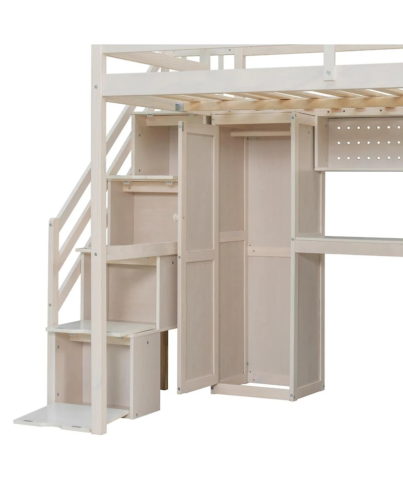 Streamdale Furniture Full Loft Bed with Wardrobe, Desk