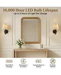 Bell + Howell Set of 2 Accord Pleat Shade Dimmable Led Rechargeable Cordless Touch Control Lights Wall Sconces