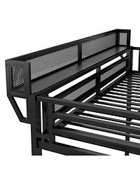Streamdale Furniture Full Size Metal Loft Bed with Stairs, Storage Shelves, and Wardrobe