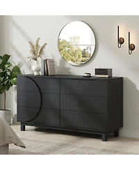 Streamdale Furniture 6-Drawer Fluted Dresser with Solid Wood Legs
