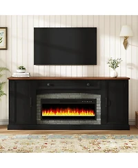 Streamdale Furniture Farmhouse Electric Fireplace Tv Stand for TVs up to 70", Walnut