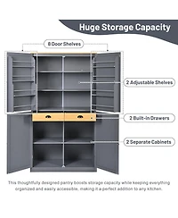 Streamdale 40.2" Freestanding Kitchen Pantry Cabinet with 2 Drawers and Adjustable Shelves