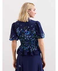 Phase Eight Women's Safa Puff Sleeve Floral Blouse