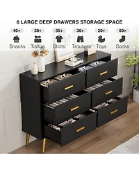 homfan 6-Drawer Dresser for Bedroom, Cabinet with Elevated Base, Fabric Storage Tower, Steel Frame, Chest Drawers Organizer Closet, Living Room