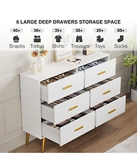 homfan 6-Drawer Dresser for Bedroom, Cabinet with Elevated Base, Fabric Storage Tower, Steel Frame, Chest Drawers Organizer for Closet, Living Room
