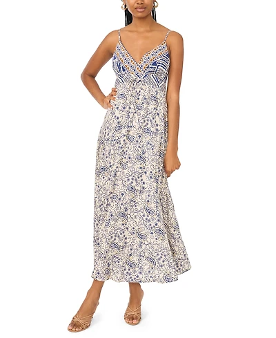 Msk Women's Flowy Tie-Front V-Neck Midi Dress