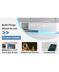 Streamdale Furniture Modern Led Tv Stand with Power Outlet for 55-75 Inch TVs