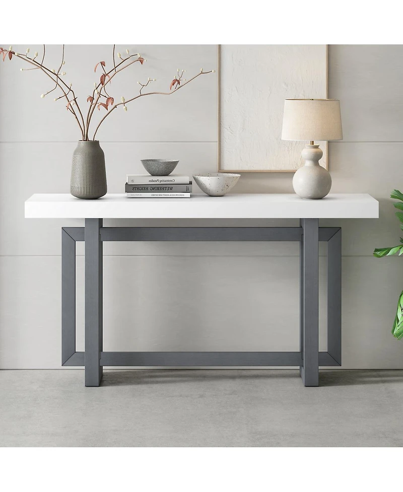 Streamdale Furniture 59.1'' Triple Rectangle Console Table with Pine Veneer and Wood Legs