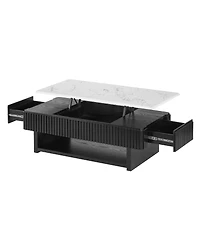 Streamdale Furniture 46.5" Lift Top Coffee Table with Drawer, Hidden Storage and Marble-Pattern Top