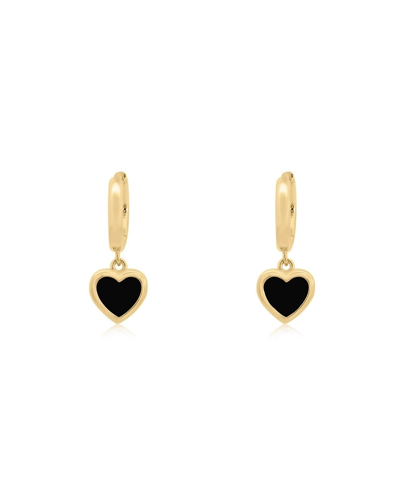 The Lovery Mini Onyx Heart Dangle Earrings 14K Gold-Plated Sterling Silver