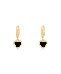 The Lovery Mini Onyx Heart Dangle Earrings 14K Gold-Plated Sterling Silver
