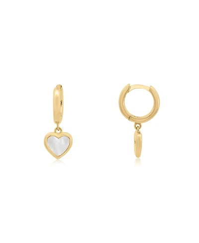 The Lovery Mini Mother of Pearl Heart Dangle Earrings 14K Gold-Plated Sterling Silver
