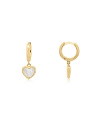 The Lovery Mini Mother of Pearl Heart Dangle Earrings 14K Gold-Plated Sterling Silver