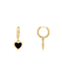 The Lovery Mini Onyx Heart Dangle Earrings 14K Gold-Plated Sterling Silver