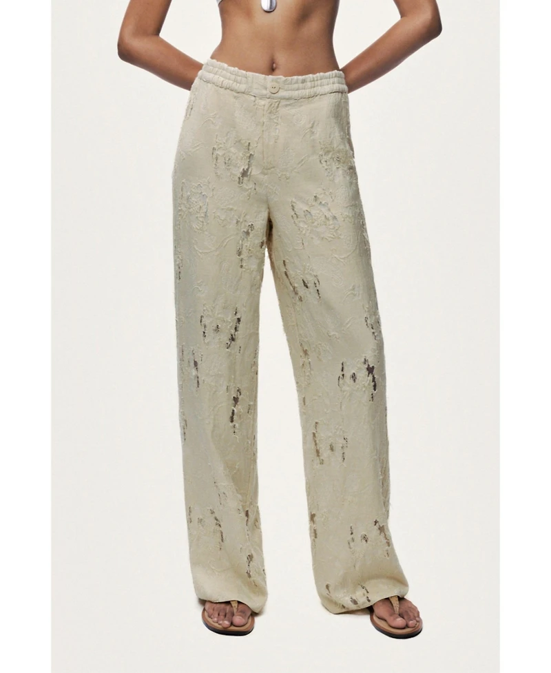 Nocturne Women's Jacquard Wide-Leg Trousers