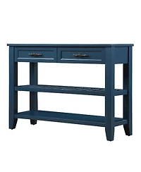 Streamdale Furniture Mid-Century 42" Solid Wood Console Sofa Table with 2 Drawers