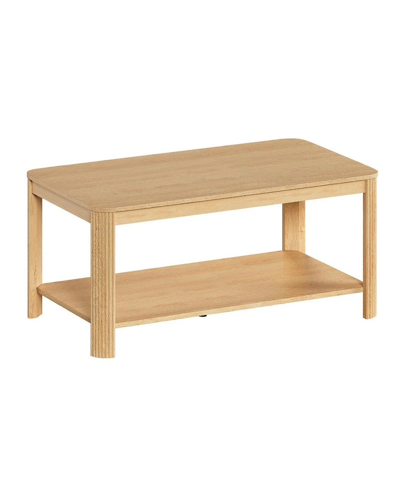 Streamdale Furniture Arc Corner Wood Coffee Table with Storage Shelf
