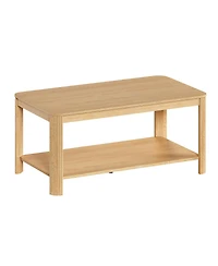 Streamdale Furniture Arc Corner Wood Coffee Table with Storage Shelf