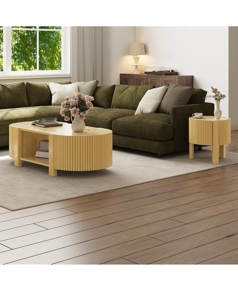 Streamdale Furniture 3-Piece Solid Rubberwood Coffee and Side Table Set