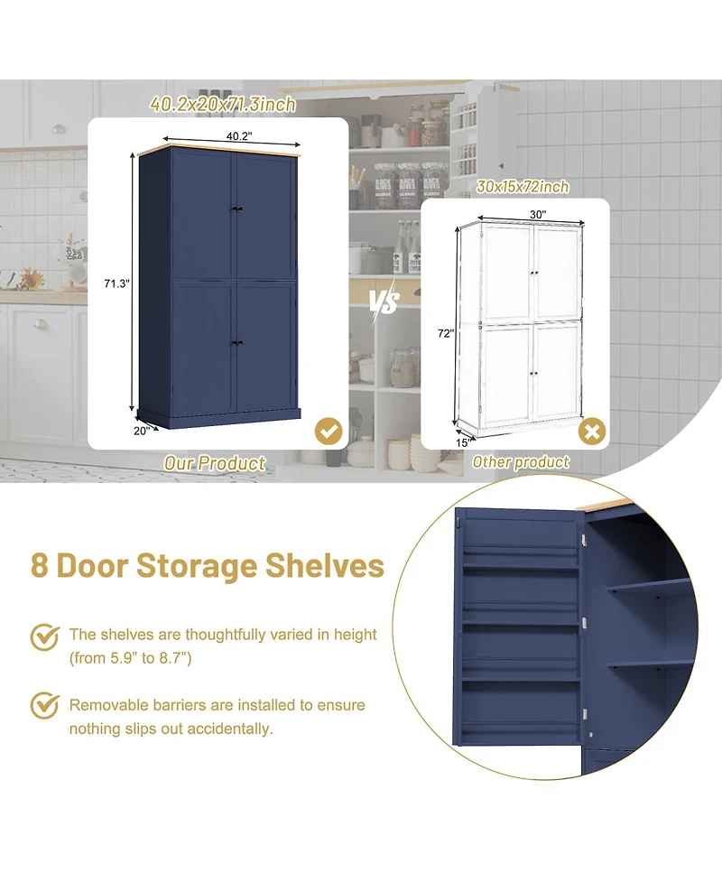 Streamdale Furniture Freestanding Kitchen Pantry Storage Cabinet with 2 Drawers and Adjustable Shelves