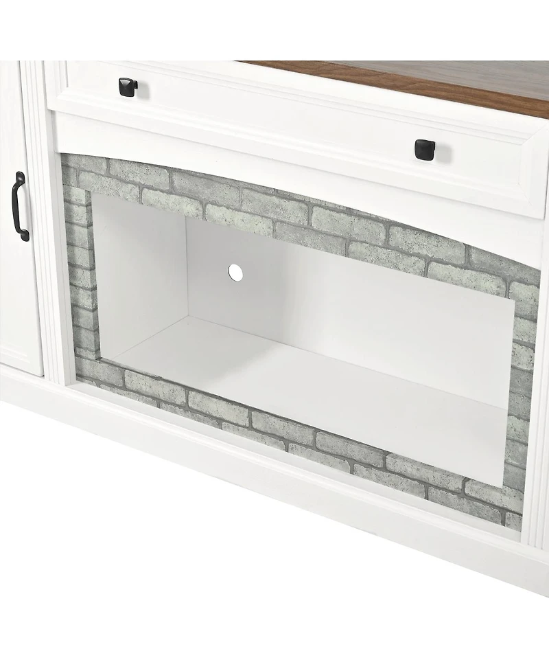 Streamdale Furniture Elegant Walnut and Gray Brick Tv Stand for TVs Up to 70" with Storage