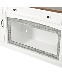 Streamdale Furniture Elegant Walnut and Gray Brick Tv Stand for TVs Up to 70" with Storage