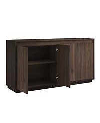 Streamdale Furniture 4-Door Wood Sideboard Buffet with Power Outlet and Wavy Texture