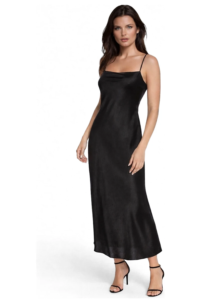 Bebe Women's Crushed Satin Cowl Maxi Dress