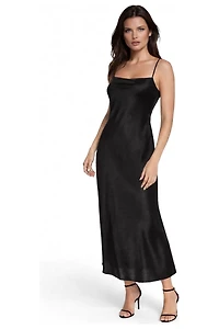 Bebe Women's Crushed Satin Cowl Maxi Dress