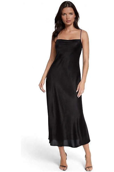 Bebe Women's Crushed Satin Cowl Maxi Dress