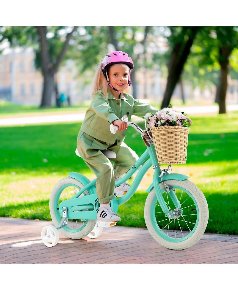 Gymax Kids Bike for Boys and Girls Aged 3-8 Years Old 14'' Children Bicycle w/ Training Wheels