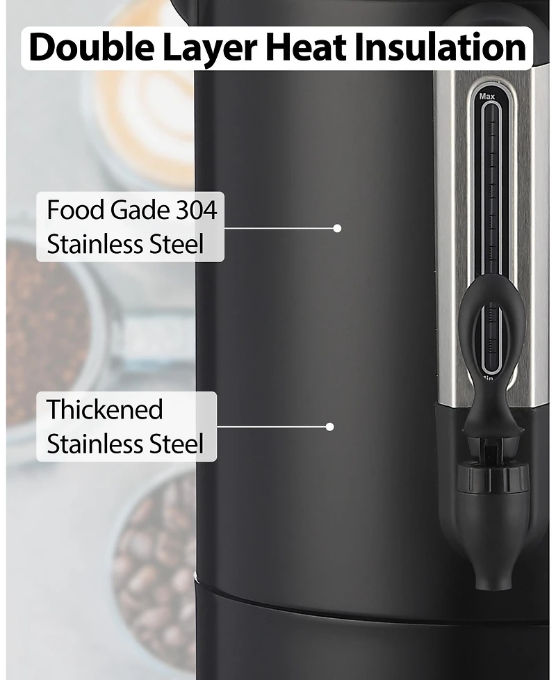 gaomon 12L Large Stainless Steel Coffee Urn with Double Wall Insulation for Wedding, Buffet, Catering, Events, Outdoor Bar