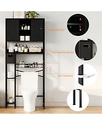 homfan Over The Toilet Storage Cabinet - 2-Door Design Bathroom Organizers Shelf, Space-Saver Above with Paper Holder
