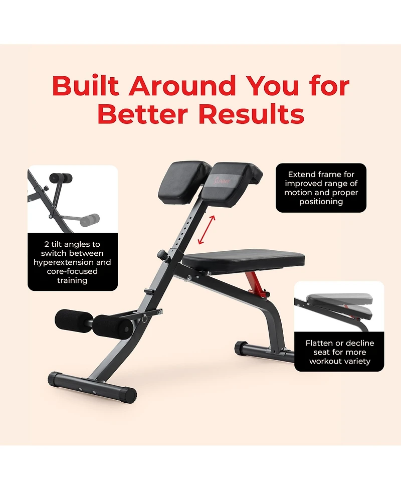 Sunny Health and Fitness Adjustable Roman Chair and Hyperextension Bench